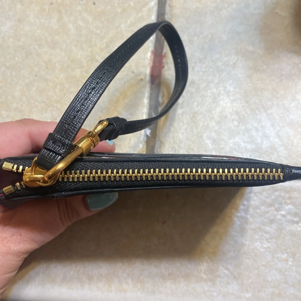 kate spade Morgan Stencil Hearts Embossed Printed Coin Card Case Wristlet Black - Picture 3 of 8